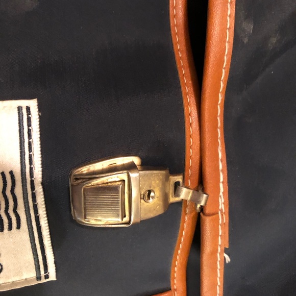 Vintage Royal Cophegan navy with brown trim travel garment hanging bag - Picture 6 of 16